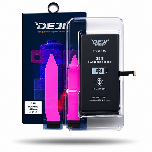 BATERIA IPHONE 15 PROGRAMABLE MODO DIAGNOSTICO ( MUESTRA PIEZA ORIGINAL ) ALTA CAPACIDAD 3520 MAH MARCA DEJI
