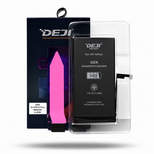 BATERIA IPHONE 15 PLUS PROGRAMABLE MODO DIAGNOSTICO ( MUESTRA PIEZA ORIGINAL) ALTA CAPACIDAD 4620 MAH MARCA DEJI